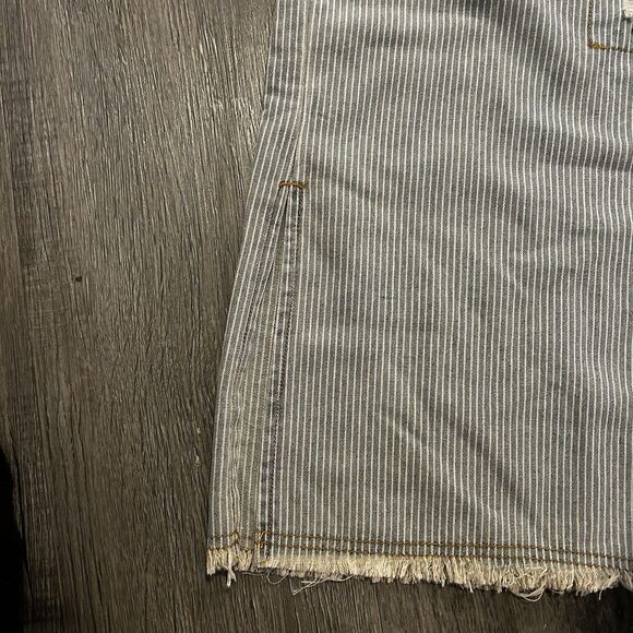 POL Women’s Pants Striped Extra Wide Leg Size Large Pinstripes Patches Blue - Picture 4 of 8